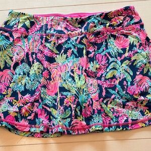 Lilly Pulitzer Pink and Green Skorts Vibrant Tropical Print